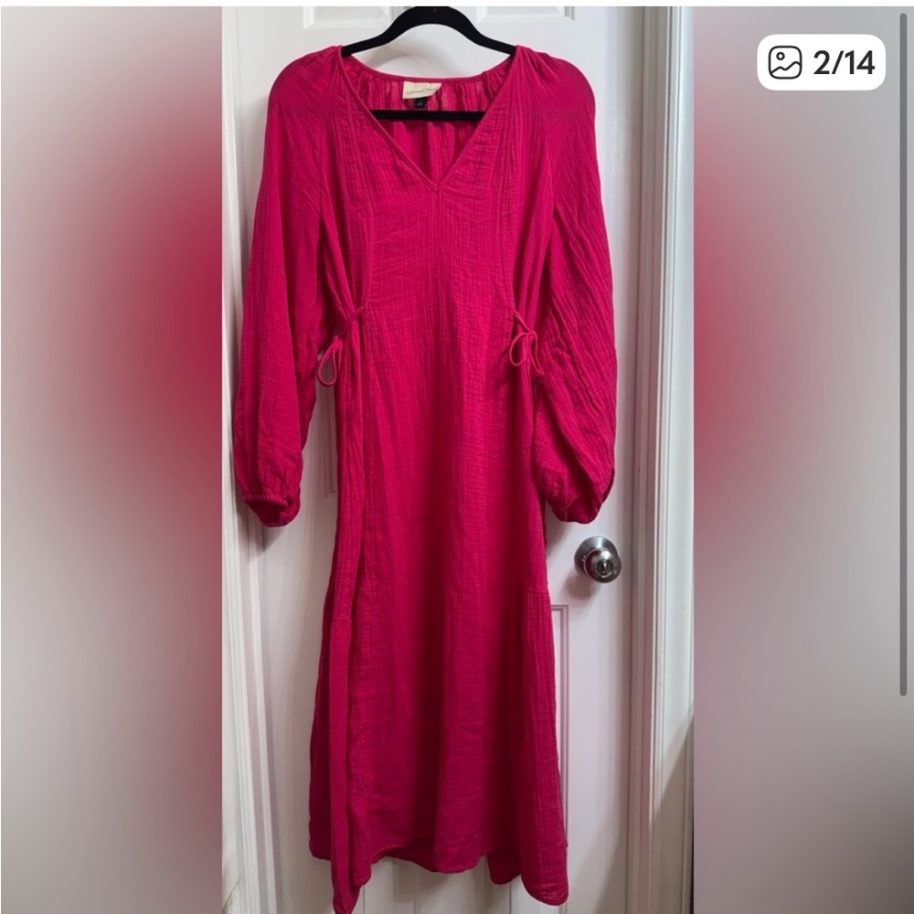 Women's Balloon Long Sleeve Midi A-Line Dress - Universal Thread 100% COTTON - Picture 3 of 3